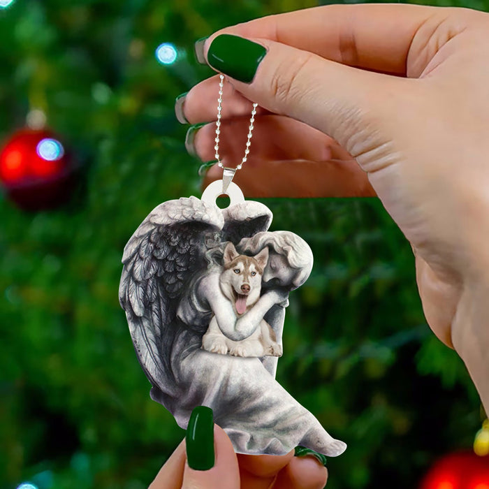 Wholesale Christmas Acrylic Double-sided Printing Cute Angel Dog Creative Car Pendant JDC-CA-CaiX001