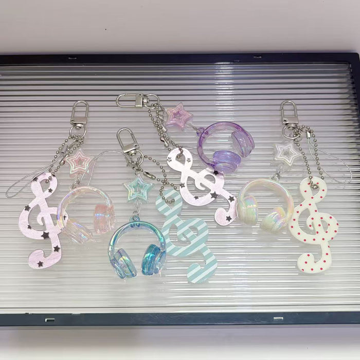 Wholesale Vintage Music Note Star Acrylic Keychain Bag Charm Trendy Accessory Gift
