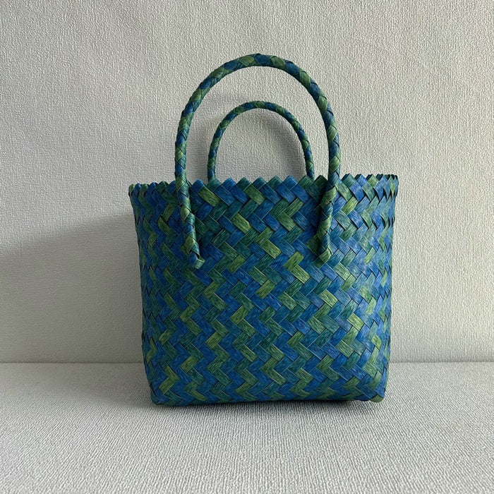 Wholesale Hand-Woven Handbag Large Capacity Plastic Woven Basket Small Square Bag Accompanying Gift Bag Simple Portable All-Match Women's Bag