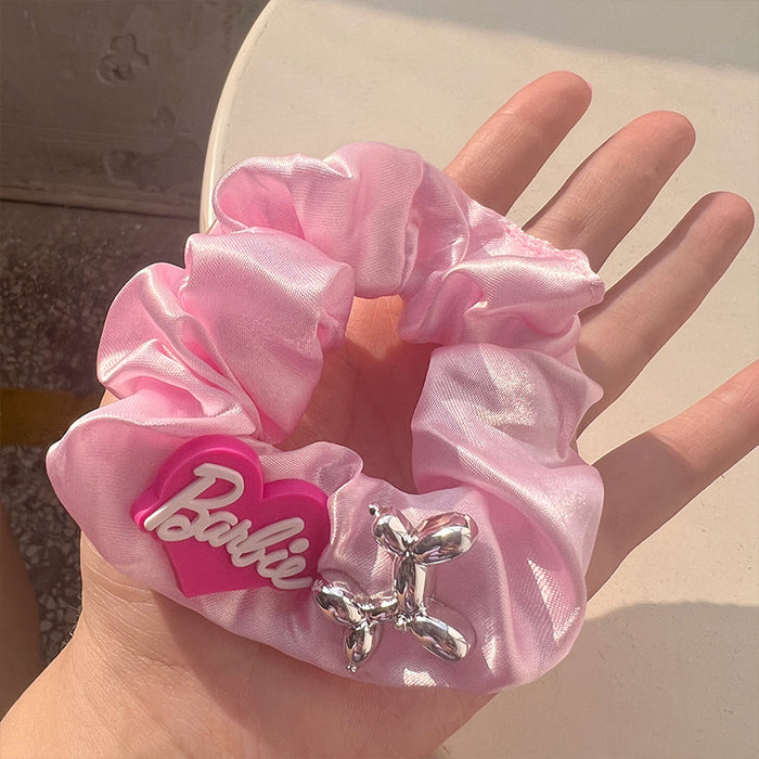 Wholesale Love Bow Pink Leather Large Intestine Hair Tie JDC-HS-Mangg001