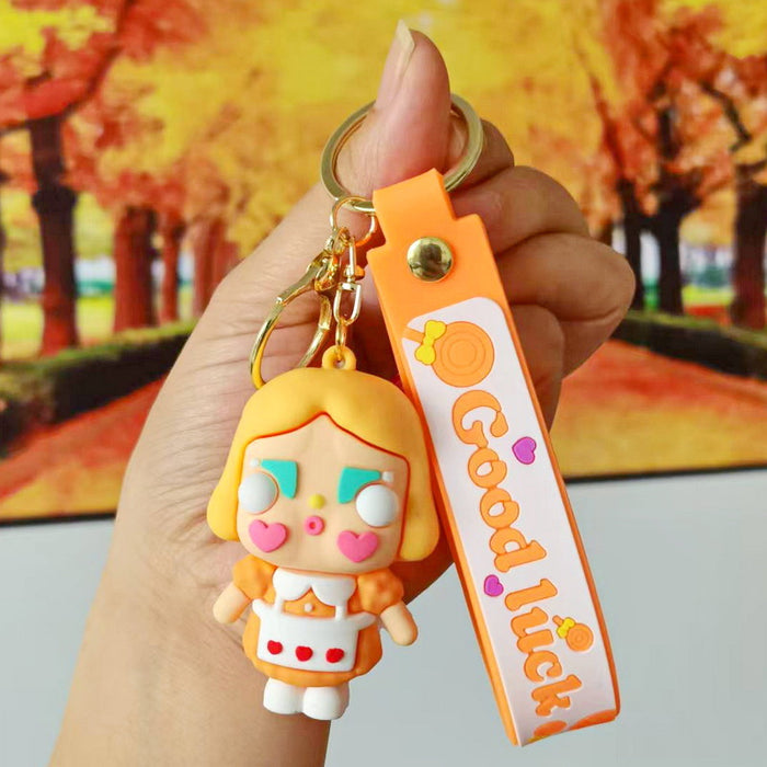 Wholesale Cute cartoon trendy schoolbag pendant keychain furry cute little monster