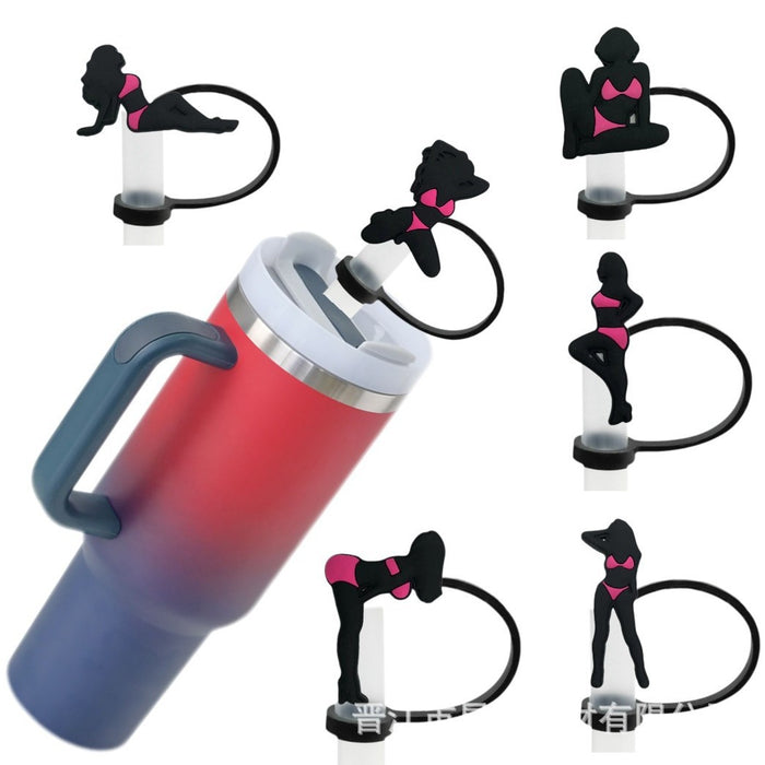 Wholesale Straw cap, food grade silicone straw cap, 8/10mm dust cap, cartoon straw plug