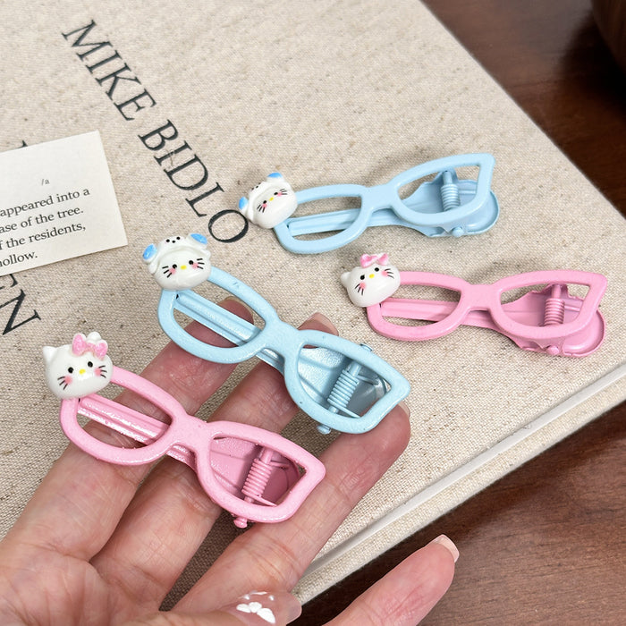 Wholesale Spring and Summer New Cartoon Sweet Glasses Hairpin Hair Accessories Girl's Hairpin Cute KT Bangs Clip Side Clip Hairpin Hair Accessories