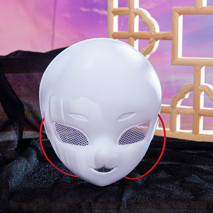 Wholesale With mesh matte white cat face white embryo mask COS party hand-painted embryo white frosted fox mask
