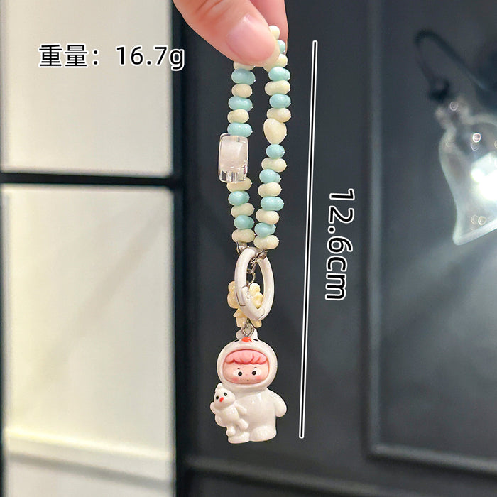 Wholesale Cartoon Doll Beaded Key Chain Cute Bag Pendant Car Decorative Chain Gift