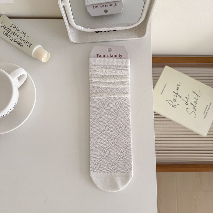 Wholesale Thin socks with boneless mesh stacking socks, mid tube socks