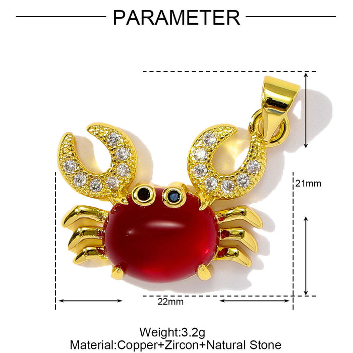 Wholesale Dripping Oil Love Sea Star DIY Copper Zircon Pendant Necklace Natural Stone Crab Earrings Jewelry Pendant