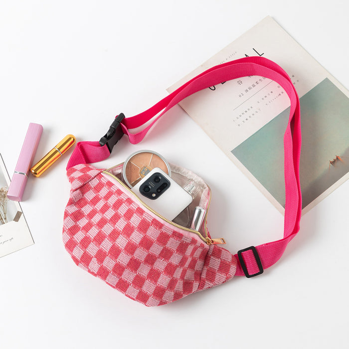 Wholesale Plaid Adjustable Storage Waist Bag,  Unisex Sports and Fitness Bag