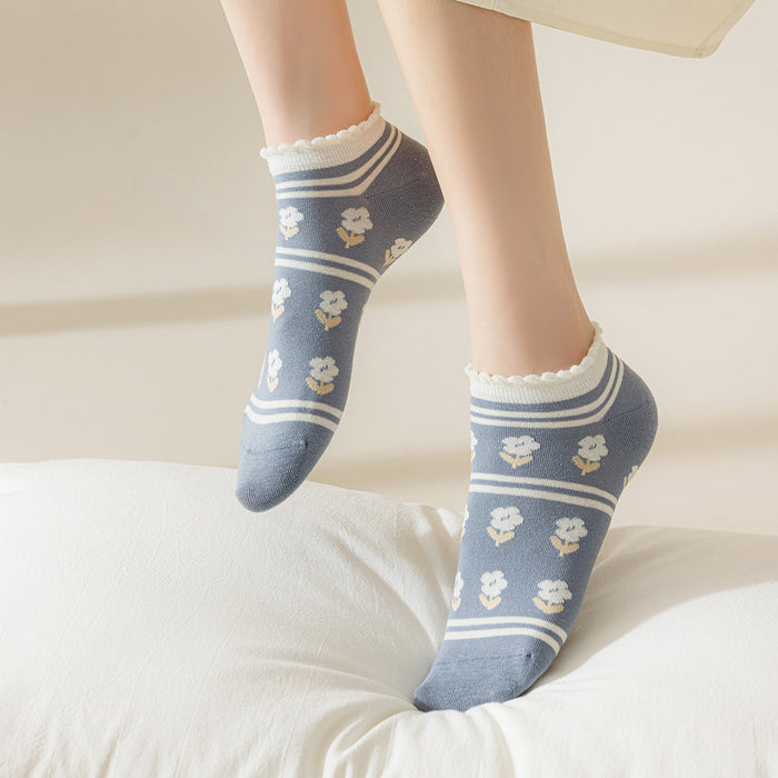 Wholesale Ship socks thin combed cotton low cut shallow mouth invisible socks cute cartoon short socks