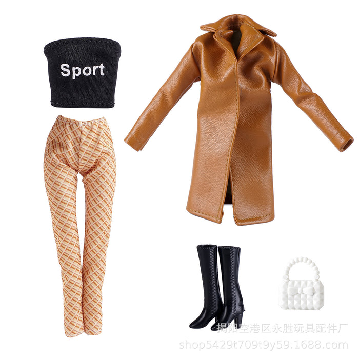 Wholesale Doll  clothes multi-color long leather coat skirt beaded shorts dress