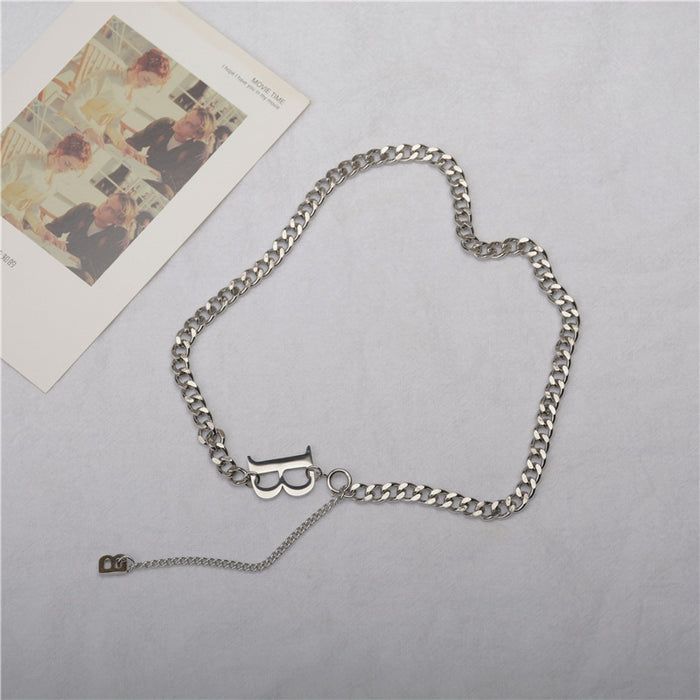 Wholesale Personalized letter stainless steel necklace with simple temperament, short collarbone chain