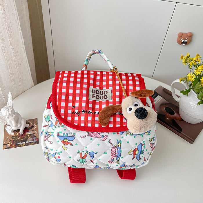 Wholesale Cute puppy plaid embroidery thread on backpack