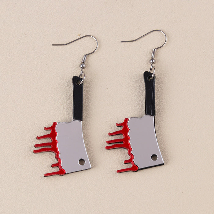 Wholesale Acrylic Printed Blood Color Knife Earrings Personalized   Earrings