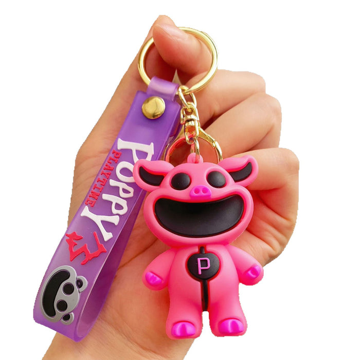 Wholesale Cute silicone smiling animal keychain