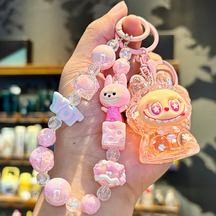 Wholesale Acrylic Crystal Oil Sand Bottle Rabbit Keychain Fashion Accessory Gift for Girls