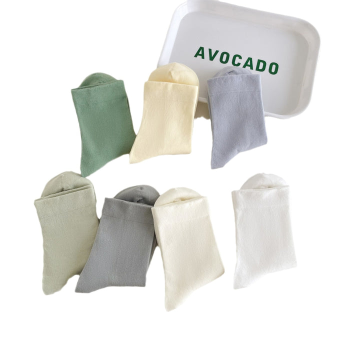 Wholesale Middle school women's solid color simple pile socks made of pure cotton