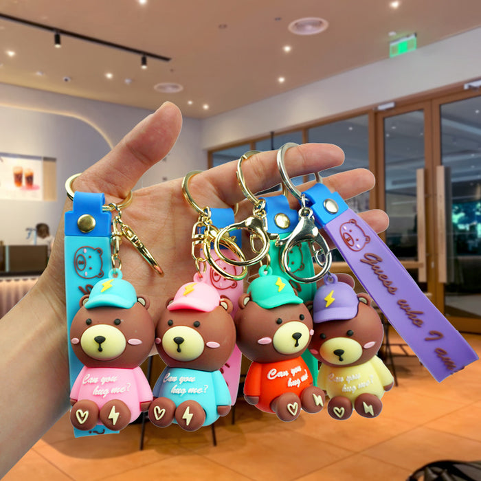 Wholesale Creative Cartoon Big Brown Bear Keychain Pendant Cute Men's and Women's Backpack Car Hanging Small Gifts