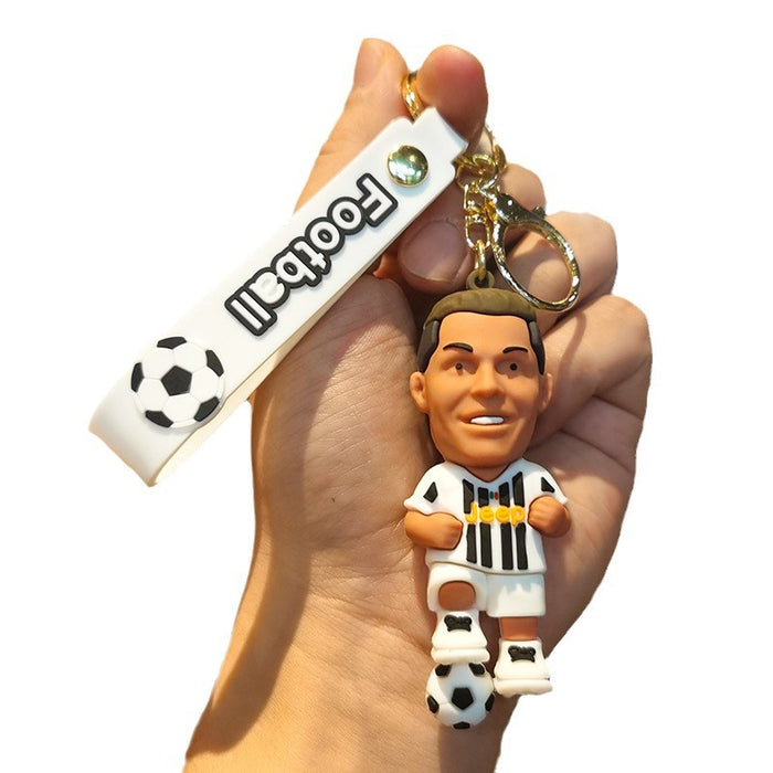 Wholesale Football keychain pvc car key ring