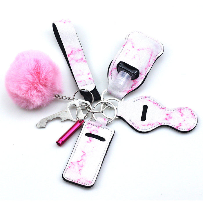 Wholesale Leather Hand Sanitizer Whistle 7-piece Keychain Set JDC-KC-TouMS074