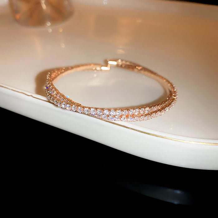 Wholesale Electroplated Zircon Titanium Steel Bracelet Simple High Sense Bracelet Niche Temperament  Bracelet