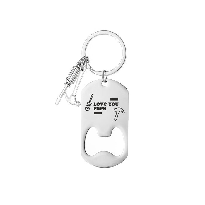 Wholesale New beer bottle opener stainless steel keychain with engraved DIY pendant