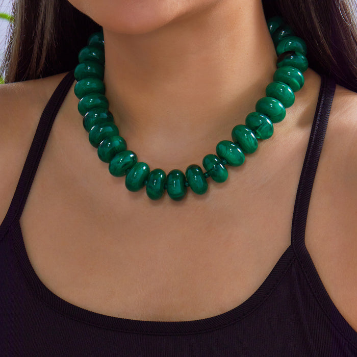 Wholesale Trendy Resin Bead Colorblock Necklace Fashion Jewelry Accessory