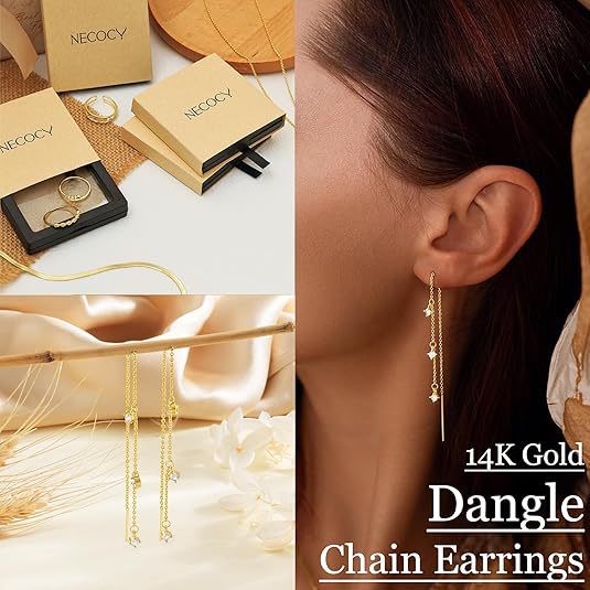 Wholesale Real gold brass electroplating fashion long flow Su ear line inlaid with zircon luxury earrings wholesale