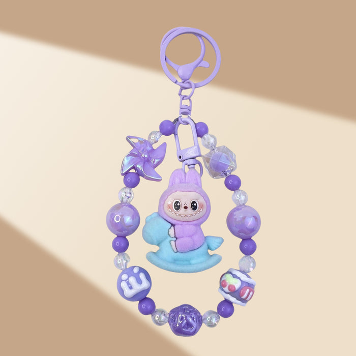 Wholesale Flocked Wizard Beaded Keychain