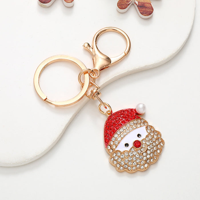 Wholesale Electroplated Metal Christmas Keychain – Gold  Pendant Gift Bag Charm