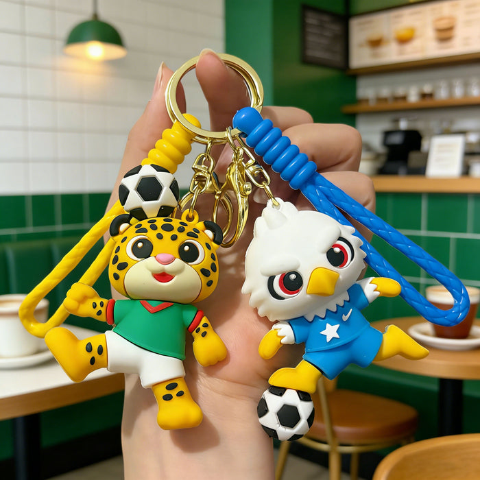 Wholesale 2026 Mascot Keychain Silicone PVC Soccer Charm Gift Bag Car Key Accessory MOQ≥2