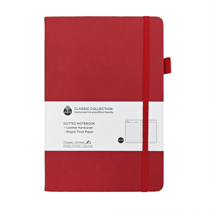 Wholesale Trendy Red Faux Leather A5 Notebook with Weather Lines