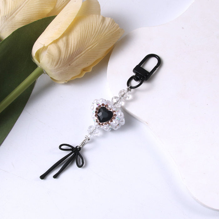 Wholesale Pearl Diamond Bow Mobile Phone Chain Keychain Bag Pendant Accessories