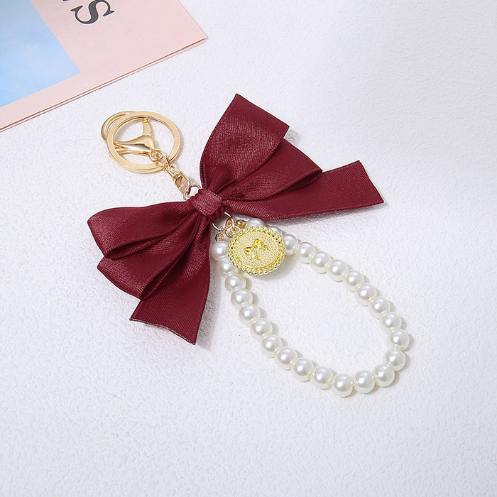 Wholesale Large Pearl Bow Keychain Pendant Ribbon Cloth Accessories Headset Bag Decoration