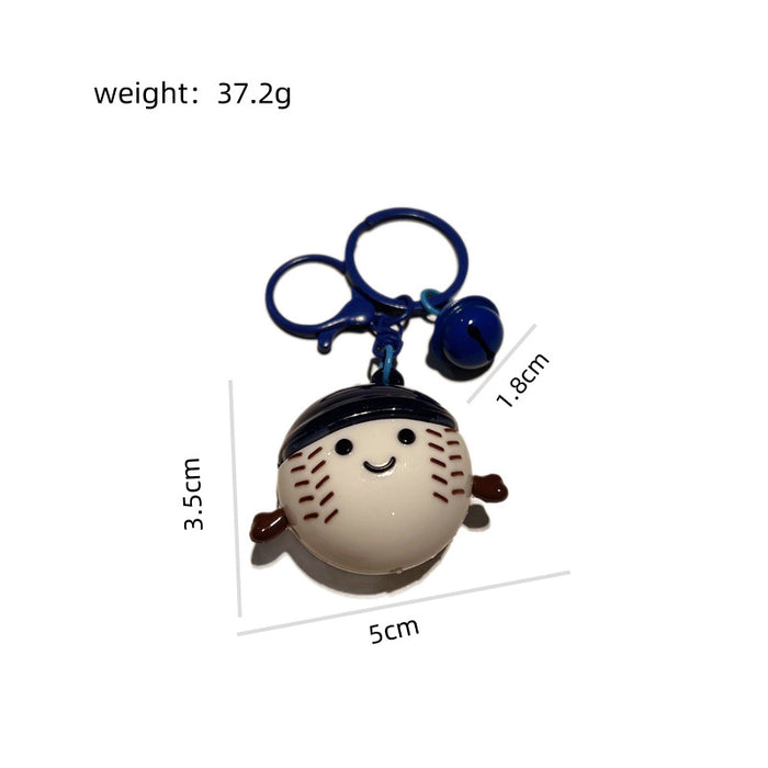 Wholesale 5 PCS Cute PVC cartoon baseball keychain with smiling face.