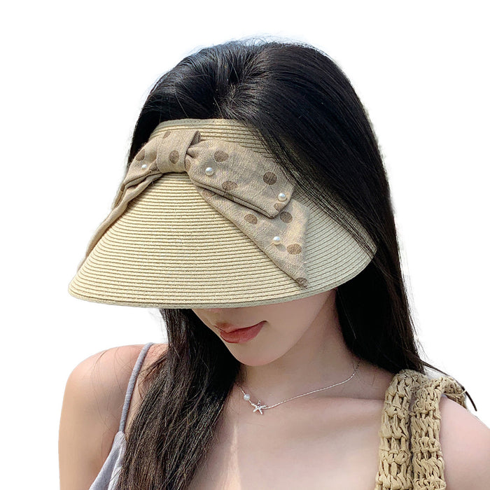 Wholesale Fashionable, lightweight, breathable pearl bow decoration sun hat
