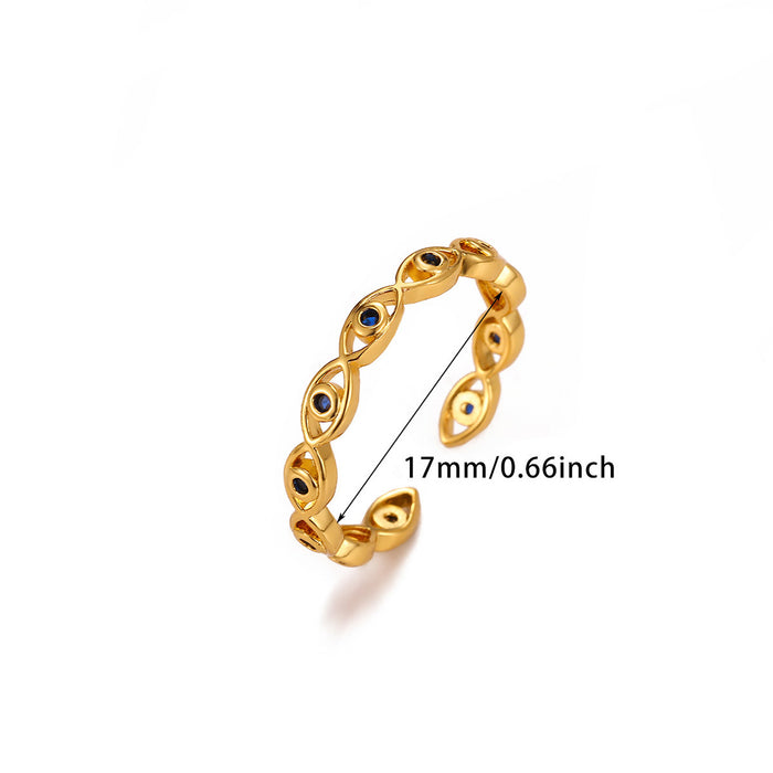 Wholesale Devil Eye Blue Eye Open Ring Stainless Steel Fashion Jewelry Accessory