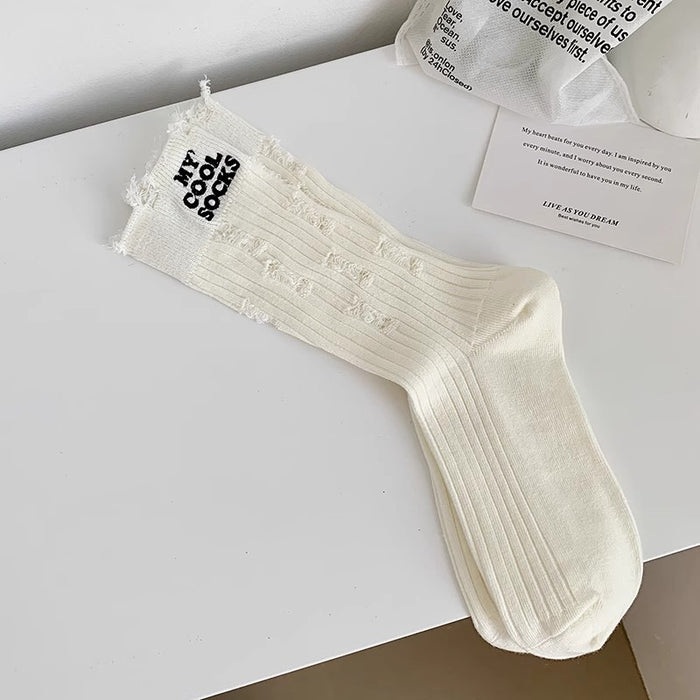 Wholesale Thin solid color cotton street style long socks pile socks