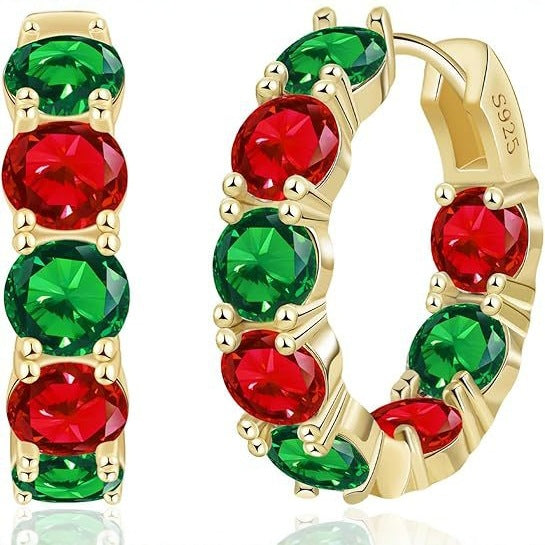 Wholesale Grandmother green circle earrings, light luxury, high-end design, diamond studded, personalized temperament, earrings, earrings