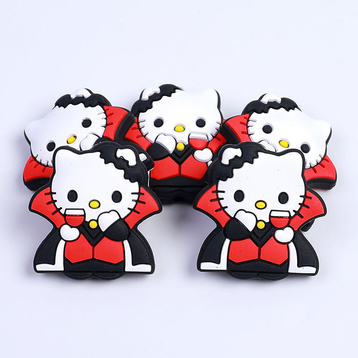 Wholesale of 10PCS Kitty Cat Silicone Cartoon Halloween Beads JDC-BDS-HeX005