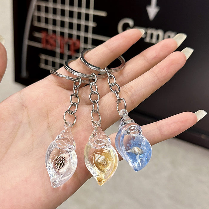 Wholesale Acrylic transparent simulation dreamy night light conch DIY couple keychain earrings bag pendant wholesale