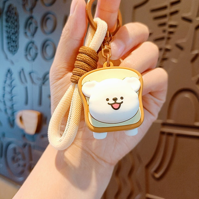 Wholesale Line Puppy Keychain Korean Cartoon Doll School Bag Pendant Cute Couple Key Chain Doll Machine Small Gift
