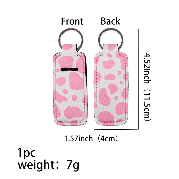 Wholesale Leopard Lipstick Set Heat Transfer Keychain