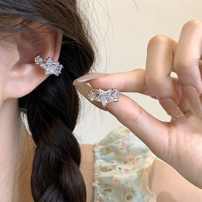 Wholesale  Micro-inlaid Zircon Star Ear Clip  Simple Ear-less Ear-hole Earrings Elegant Ear Clip