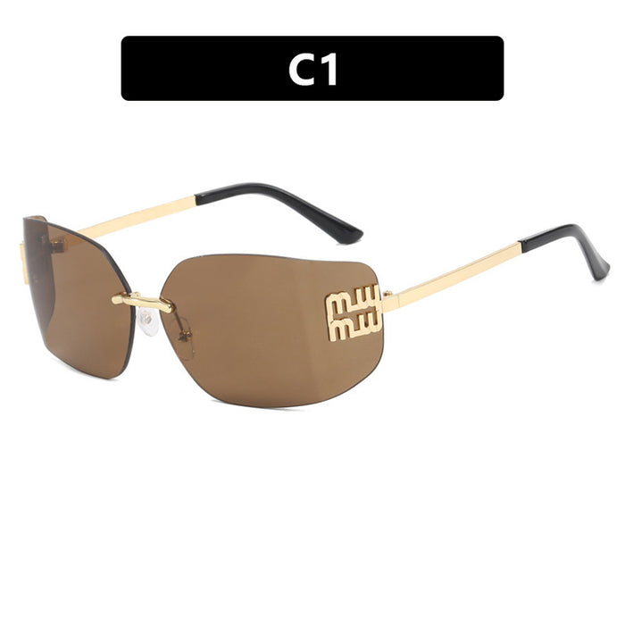 Wholesale Sunglasses curved integrated frameless cut edge sunglasses