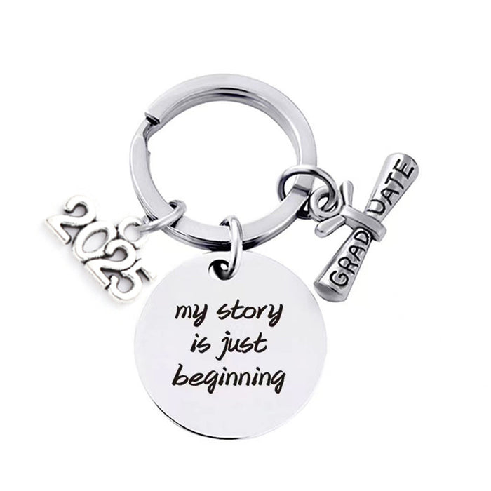 Wholesale Graduation Season Gift Stainless Steel Keychain with Engravable Metal Keychain Backpack Pendant
