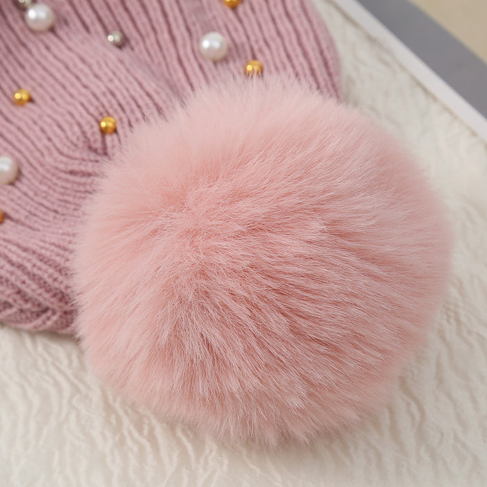 Wholesale Cotton Winter Fur Ball Pearl Rivet Beanie JDC-FH-HXL001