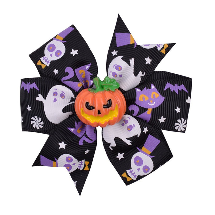 Wholesale Halloween Polyester Fabric Bow Hair Clip Set JDC-HC-Xiane020