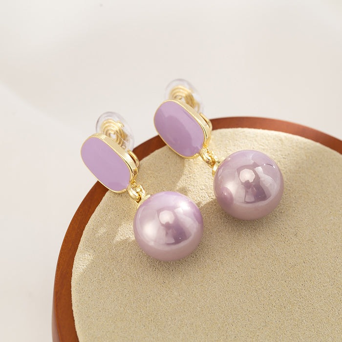 Wholesale Purple pearl earrings with a light luxury and high-end feel. Mosquito coil without ear holes and ear clips