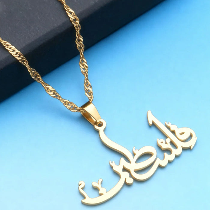 Wholesale Simple titanium steel Arabic letter necklace