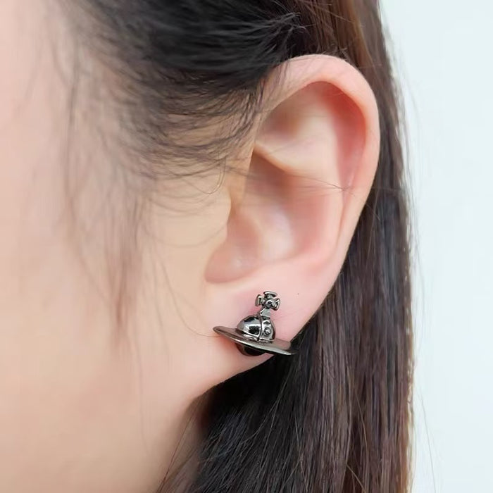 Wholesale Semi-Glossy Three-Dimensional Planet Saturn Punk Earrings